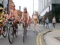 Large breasts stripped bike ride