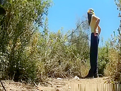 Woman in sports panties caught peeing outdoors