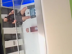 Woman wearing no pants in shopping