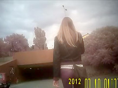 Taut panties sweetheart walking in town