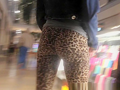 Legal Age Teenager in leopard leggings at the shopping mall