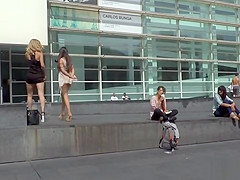 Clamped teats Euro playgirl drilled in public