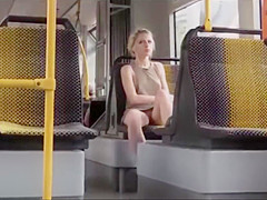 Outstanding Blond in Bus (downblouse and upskirt no pantie)