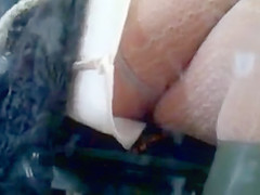 Rain boots and lace nylons two.