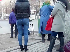 Classy hottie expecting for the bus