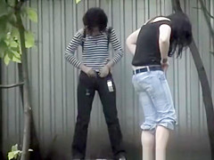 2 legal age teenager caught by hidden camera peeing