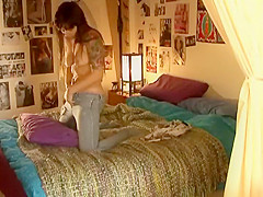 Punk sweetheart spied whilst fucking herself