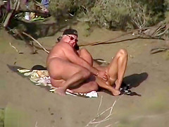 Aged dilettante and his woman are enjoying in outdoor sex