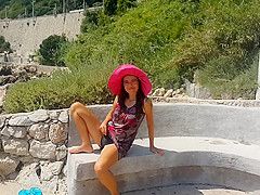 NO PANTS beneath Costume & masturbation on PUBLIC trail