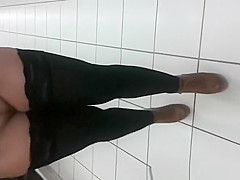 Exhibitionist woman flashing in supermarket