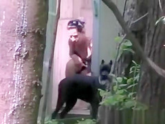 Peeing at Cabin Whilst Dog see