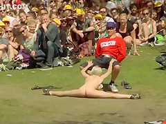 Striptease in front of giant audience