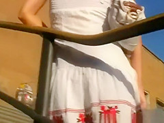 Blond tourist sweetheart upskirt