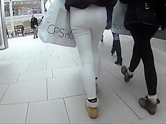 Stalking a firm booty in white panties