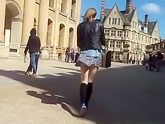 Wind lifts legal age teenager short petticoat and exposes her a-hole