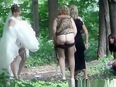 Large arse woman and tiny booty sweethearts peeing