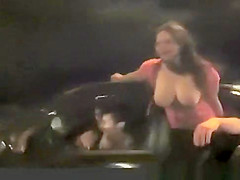 Shows love melons whilst driving in the car