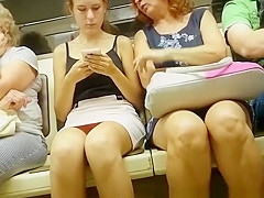 Legal Age Teenager and her mommy upskirted in the subway
