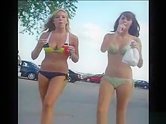 Youthful bikini honeys with some ice creams
