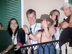 Wild mardi-gras women flashing boobs