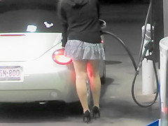 Luxurious playgirl on the gas station