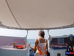 Rented a boat for a day and had sex on it with his Oriental legal age teenager girlfriend