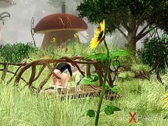 Insane gnome bonks hard a hot fairy outdoor