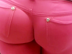 Sexy arse in very constricted pink panties