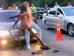 Cutie disrobes and dances on a chap