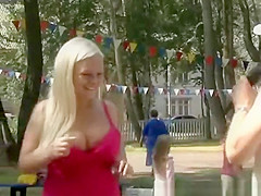 Looking to the neckline cutie with large milk sacks