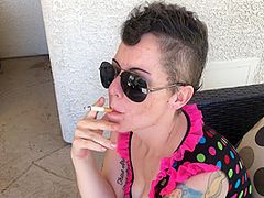 Stripped Bare Mother I'd Like To Fuck Outdoor Public Cigarette Smokin'