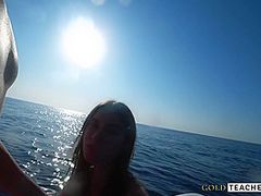 Excited Student Tempted A Surf Instructor And Gave Him Her Virginity Right In The Sea