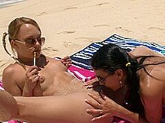 Rest On The Public Beach. 2 Nudists Fucking Every Other In The Sand