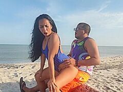 My Step-sister Takes My Virginity On The Beach. That Babe Has A Very Bewitching And Taut Cookie