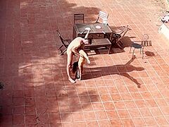 Pair Playing And Fucking In The Courtyard, Outside