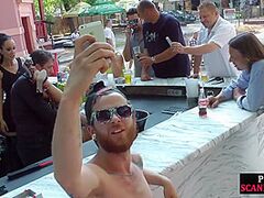 Public sadomasochism sub cocksucking and ass fucking on front of voyeurs