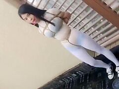 Oriental Cutie Cuffed On The Roof