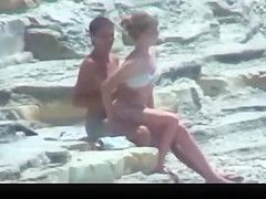 Legal Age Teenager paramours pair on beach