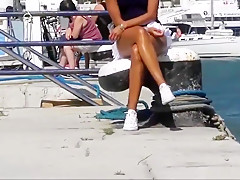 This Babe flashing her creamy wet crack in public