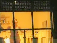 woman peeked throughout window