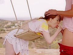 Cute Russian Hotty Engulfing A Penis And Then Getting Screwed Outdoors By This Favourable Man - Lottie Magne