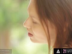 ***NATURALS - Excited Macy Enjoys Vehement Sex Outside In The Garden And Acquires Sprayed With Cum