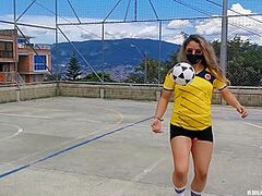 I Was Dared To Play Football With My Lovense Lush On, See How I Squirt On My Panties!
