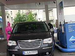 Short Petrol Stop With Our Zentai Dolls - Watch4Fetish