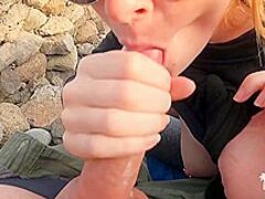 Cum In My Throat - Hawt Risky Public Beach Oral Job On 1St Tinder Date