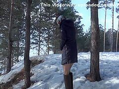 Compilation Golden Shower Of Unshaved Muff Outdoors In Winter. Dilettante Fetish With Urine On White Snow. 10 Min