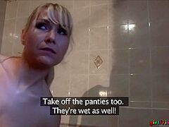 Blondie Enjoys Warm Shower On Her Bawdy Cleft