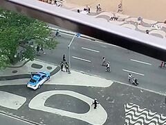 Sexy Golden-Haired Non-Professional Anal Creampie On Balcony Beach View