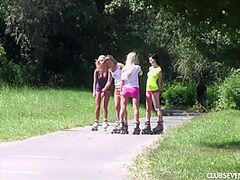 Anneli, Group Nude Rollerblading