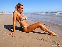 Fake milk cans bikini model in public